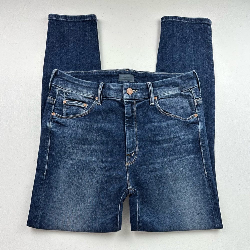 MOTHER Women's Dark Blue Ankle Crop Jeans